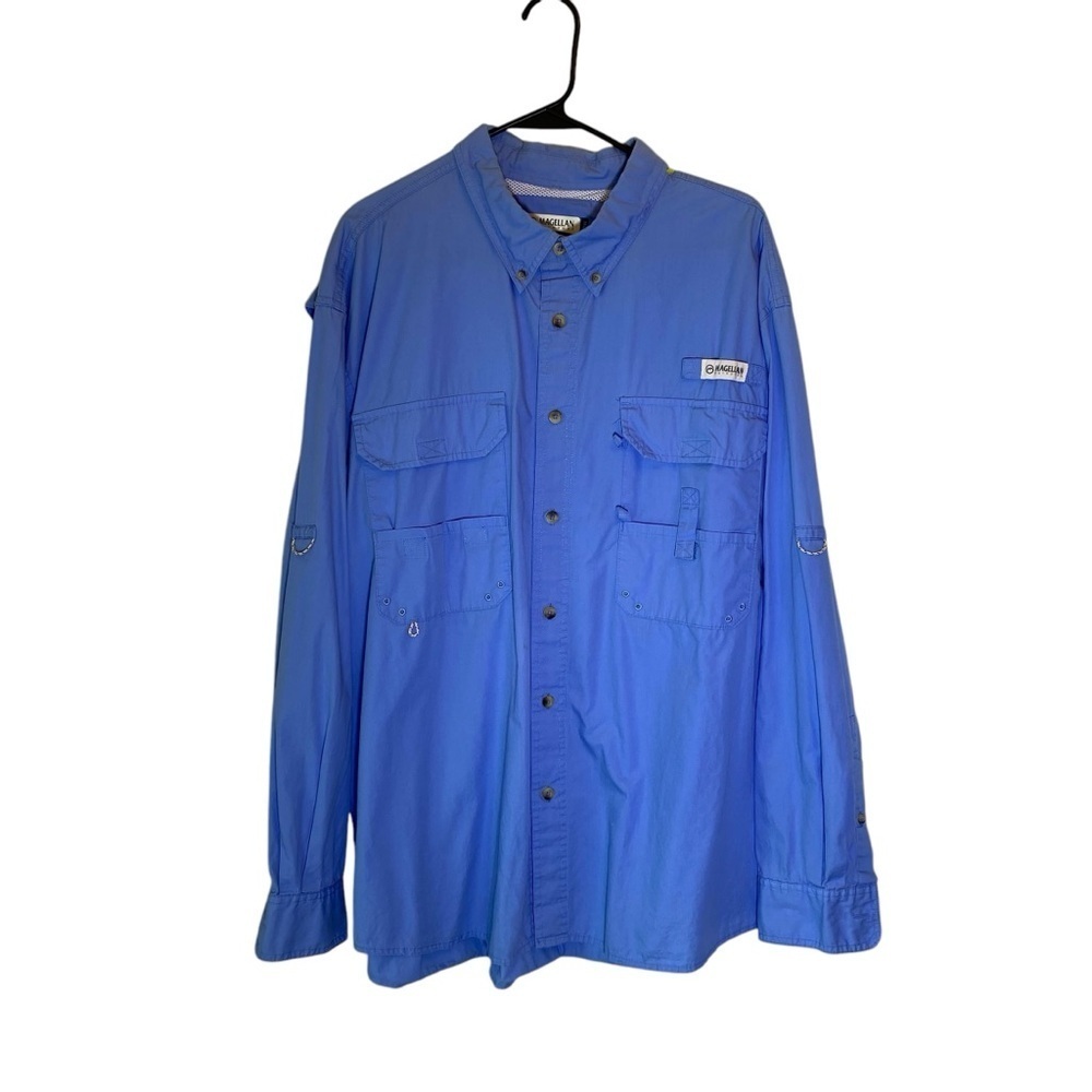 Magellan Outdoors Men's XL Blue Button-down Vented Long Sleeve Fish Gear Shirt